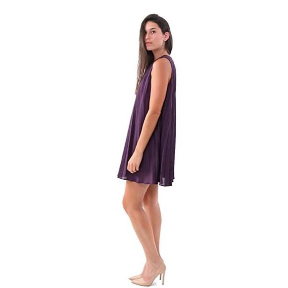BB Dakota Edisto Pleated Trapeze Dress Keyhole Back Royal Purple size small - Picture 1 of 9